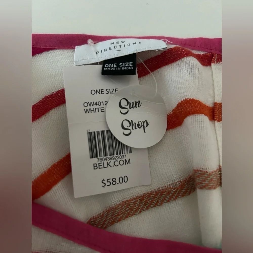 NWT NEW DIRECTIONS MULTICOLOR COVERUP O/S DYED YARN, GAUZY, PULLOVER,LIGHTWEIGHT